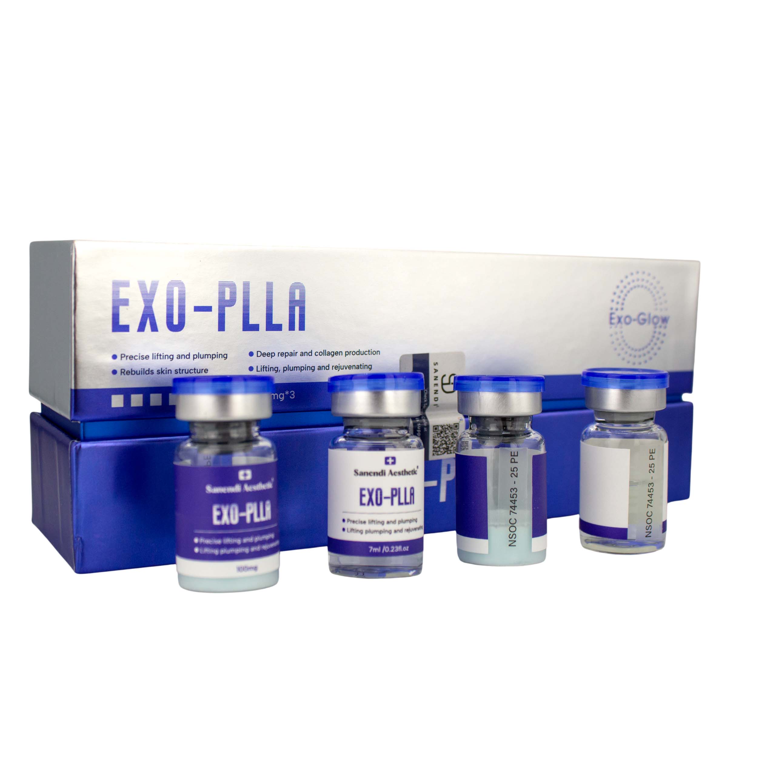 EXOSOMAS SANENDI EXO-PLLA Bioestimulador Avanzado 3x100mg. y 3x7ml, Reafirmación y Rejuvenecimiento Progresivo Profesional