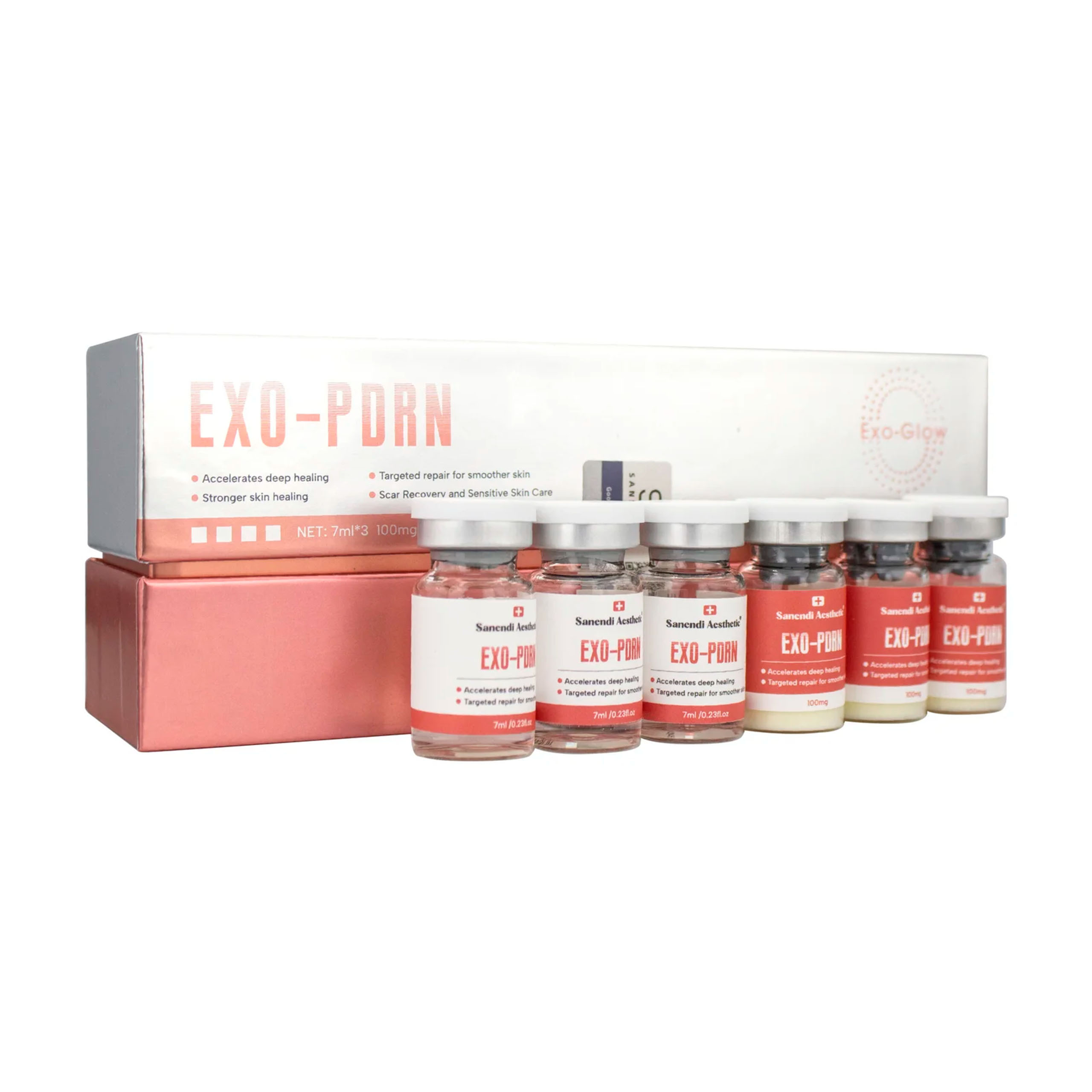 EXOSOMAS SANENDI EXO-PDRN Bioestimulador Avanzado 3x100mg. y 3x7ml, Reparador Tisular y Mejora la Calidad de la Piel Profesional
