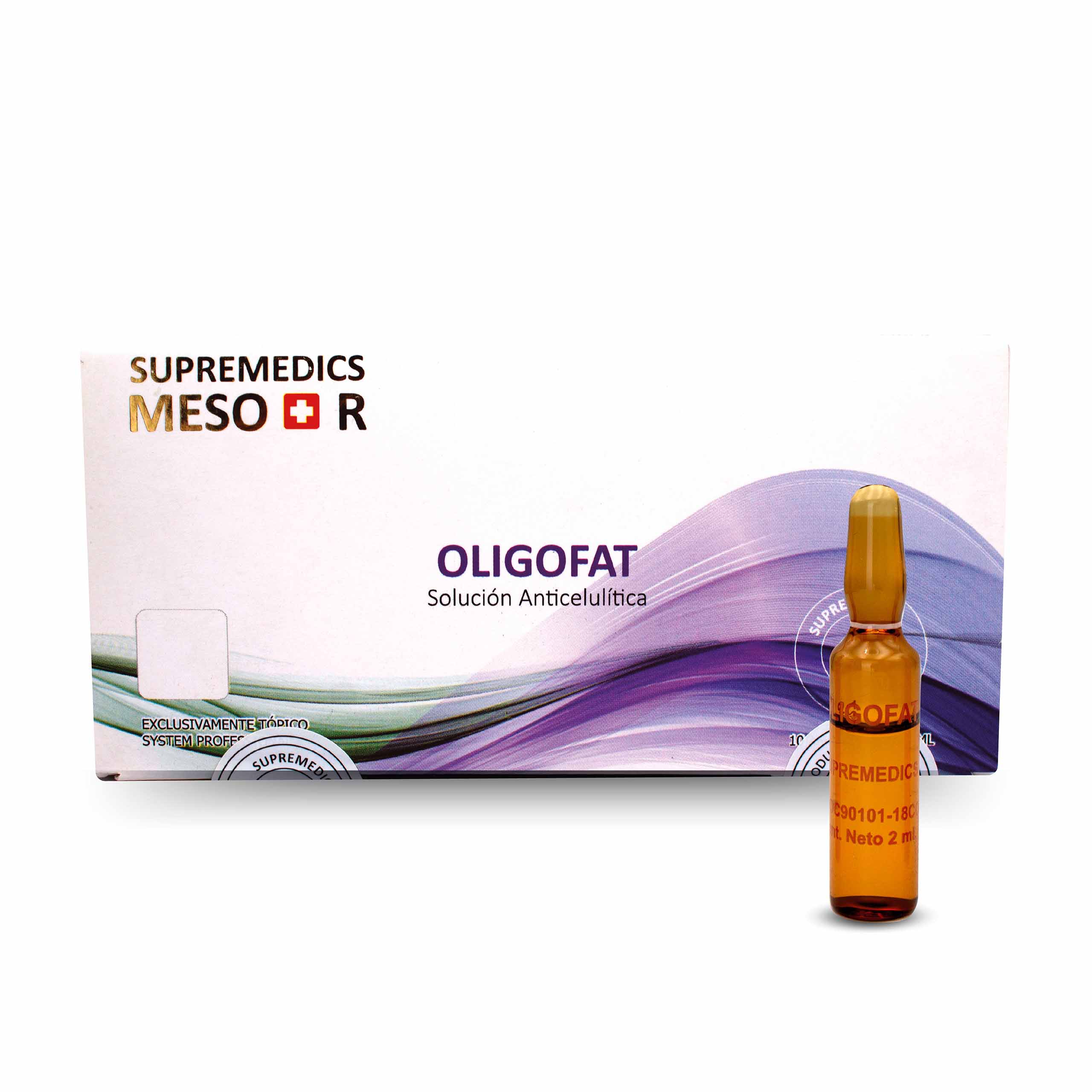 SUPREMEDICS OLIGOFAT 1x2ml, Cóctel Lipolítico y Anticelulítico, Reducción de Grasa Localizada y Retención de Líquidos, Uso Profesional Estético